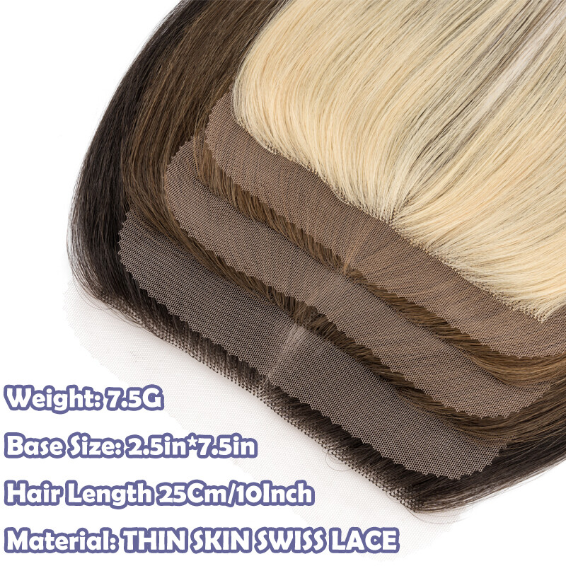 Free Part Women Topper 100 REMY Human Hair Toupee Forehead Hairline Lace Base