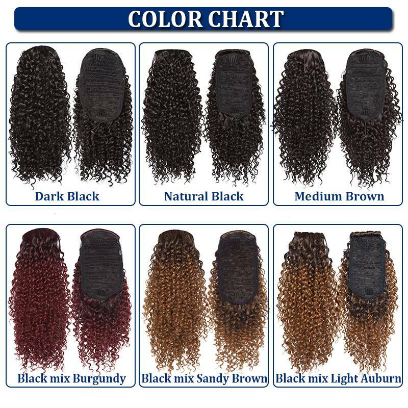 Large Kinky Curly Drawstring Ponytail One Piece Clip In Hair Extension for Human
