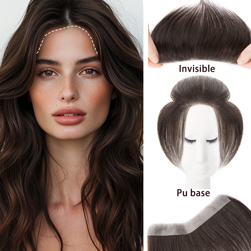 Lace PU Skin Cover-up Front Hairpiece Hand-Tied Hairline Real Human Hair Patches