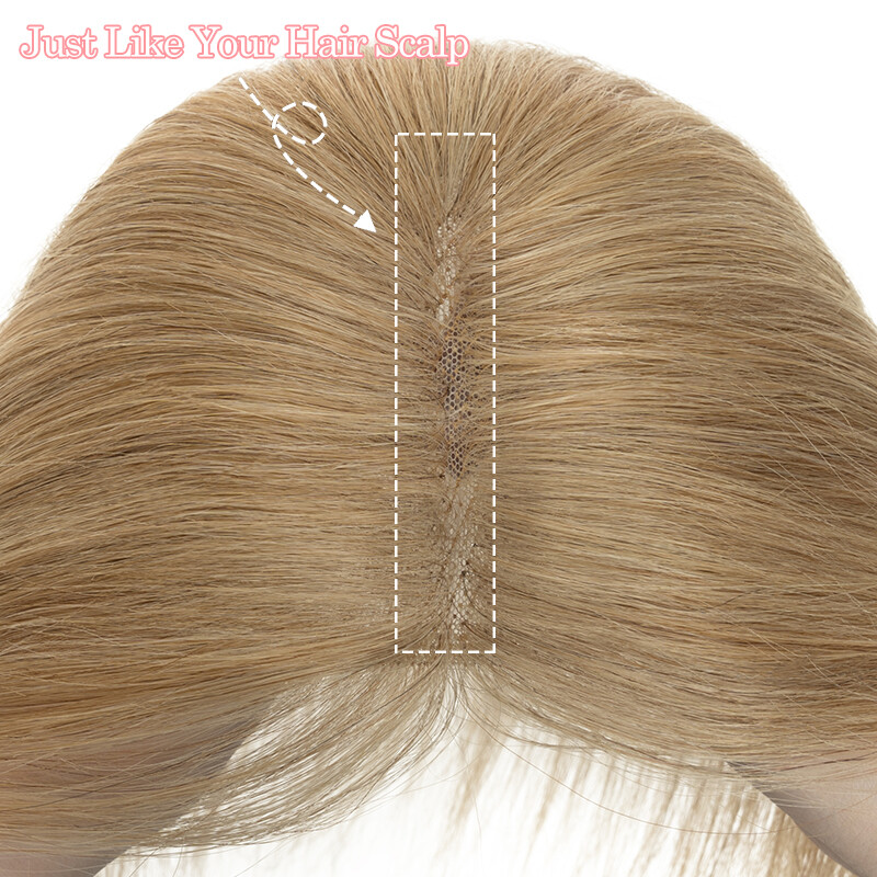Hair Toppers Clip in Real Remy Human Hair Piece 130% Density Lace Base 8x10cm US