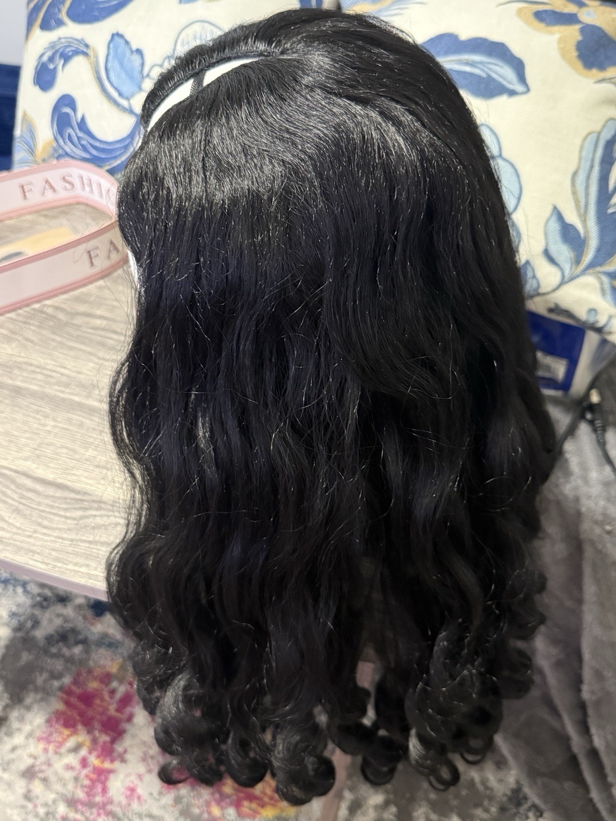 V Part Yaki Curly Wig 22 Inch Glueless Synthetic Half Wig for Black Women