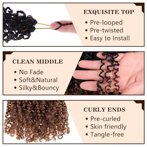 8 Inch 30 Strands/PCS Pre-looped Yanky Twists 8 Inch (Pack of 8) 1B/30#