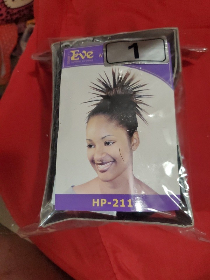 Black Spiky Hair Topper Clip in Hairpiece Drawstring By EVE