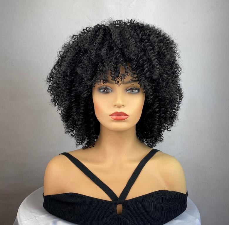 Afro Kinly Curly Synthetic Hair Wigs For African American Black Women