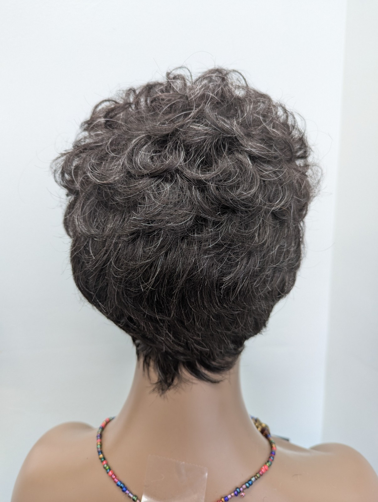 Short Pixie Curly Tony Of Beverly Tess Color 34 Dark Brown Mix 25% Gray Streaks
