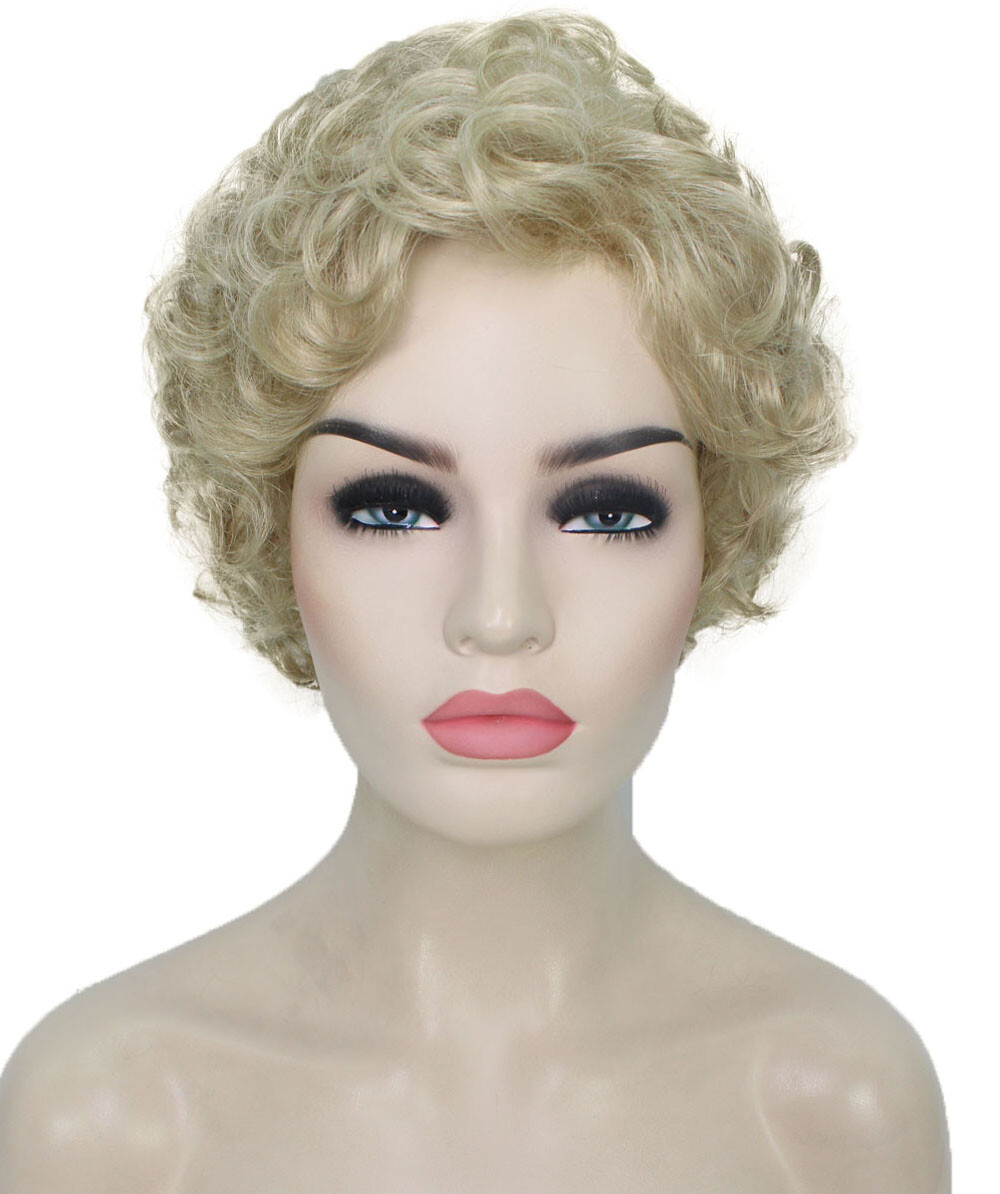 Monroe – Curly Kanekalon Synthetic Fiber Full Wig, 4 – 4.5 in, Light Blonde
