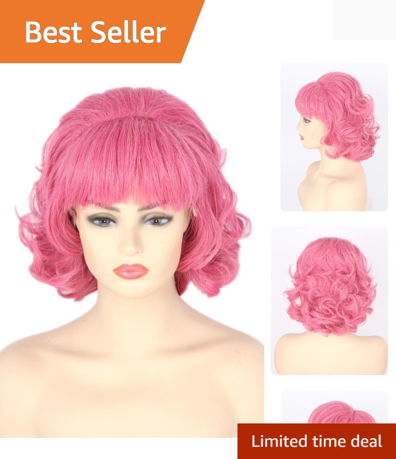 Wavy Synthetic Pink Beehive Wig for Women – Retro-inspired Heat Resistant Style