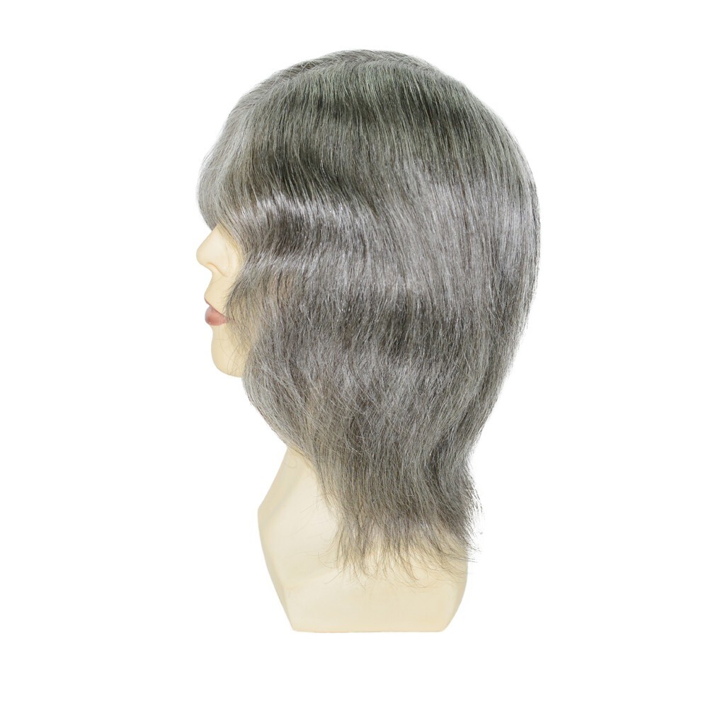 Mens Human Hair Wigs Full Thin Skin Wigs Human Hair System Medium Size 6” #1B65