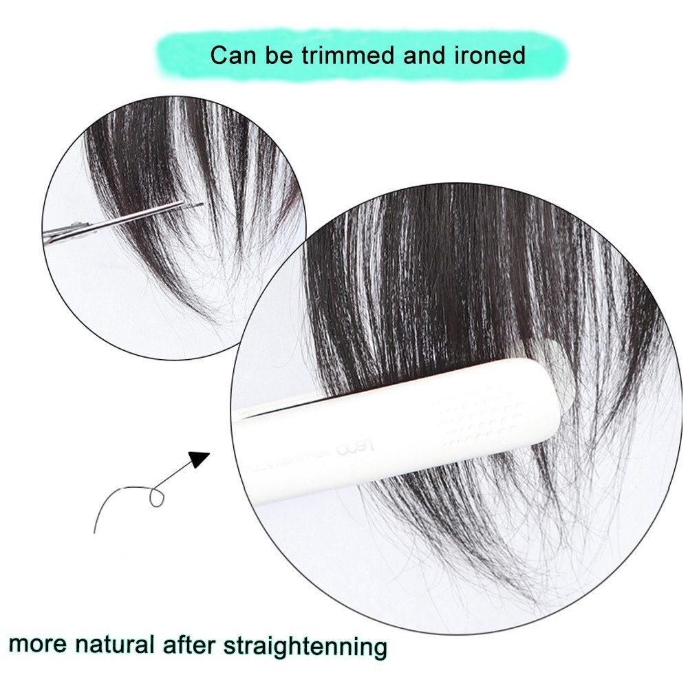 10″ 100% Human Hair Topper with Bangs Fringe Clip in Hairpiece Top Piece Toupee