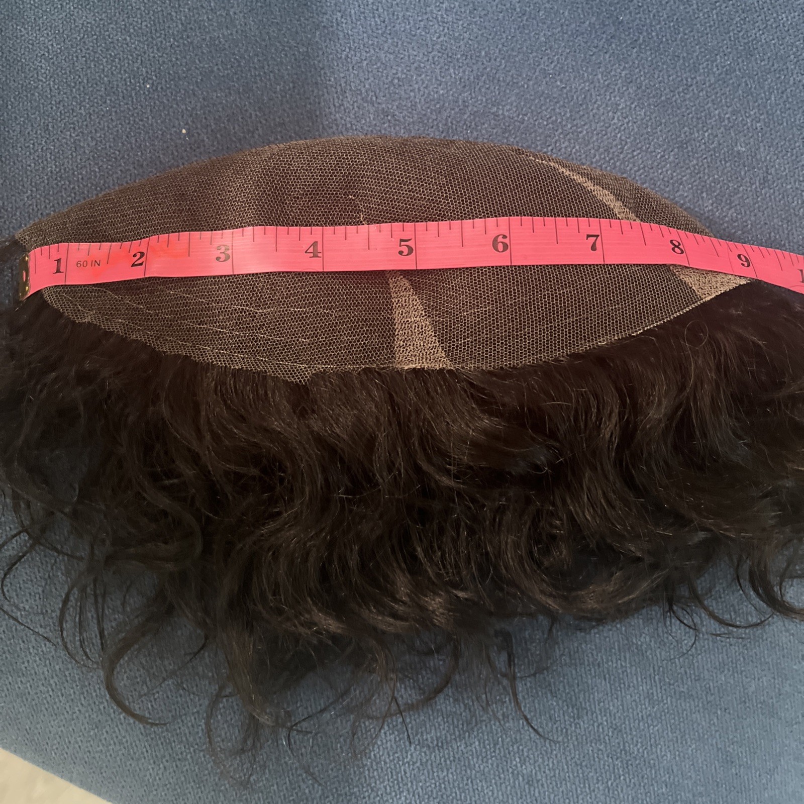 Men’s Hairpiece 100% Human Color 1b 9 X 7 1/2 Medium Curl 6 Inches Hair Length
