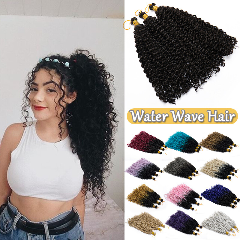 Long 8-14″ Mali Bob Water Wave Kinky Curly Twist Braids Hair Extensions As Human