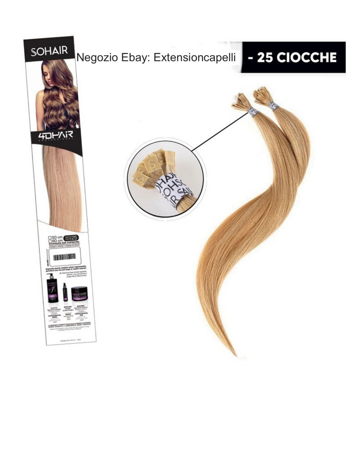 EXTENSION SOHAIR by ORIGINAL SOCAP 25CIOCCHE IN CHERATINA 100% NATURALI 50 CM.