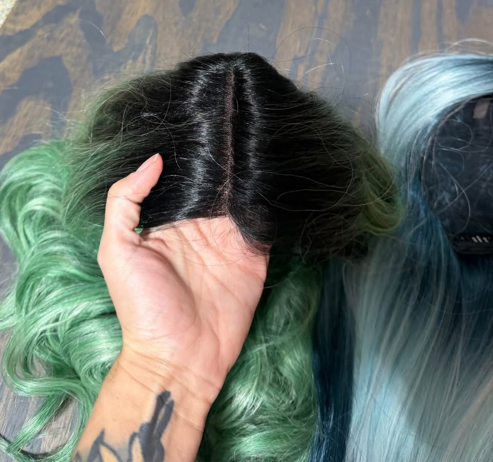 Lot of 4 Rainbow Ombre Lace Front Wig Wavy Club Dancer Costume drag