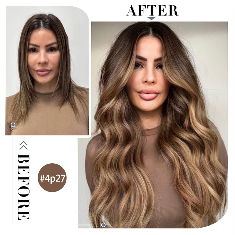 100% Real Russian Clip in Remy Human Hair Extensions 8 Pieces Full Head Blonde