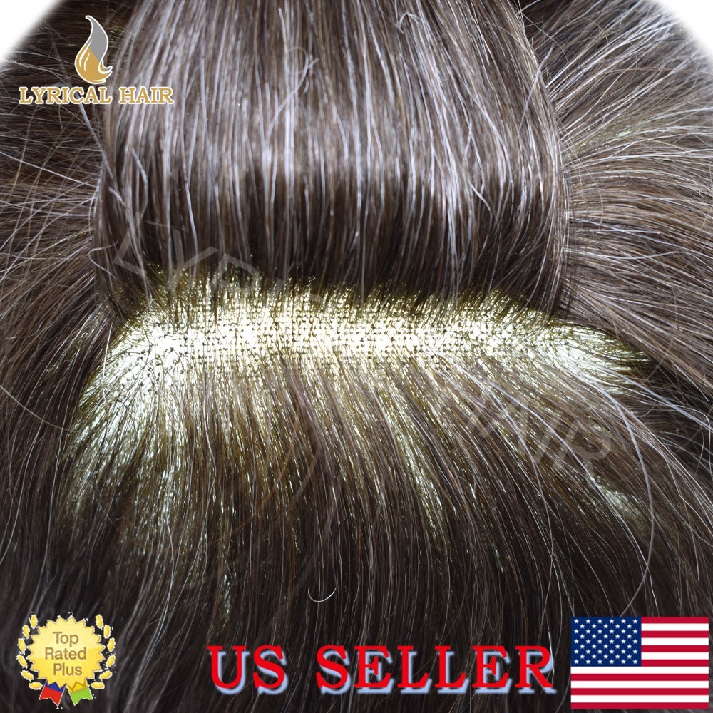 Mens Toupee Human Hair System Swiss Lace Front Skin PUGrey Black Brown Hairpiece