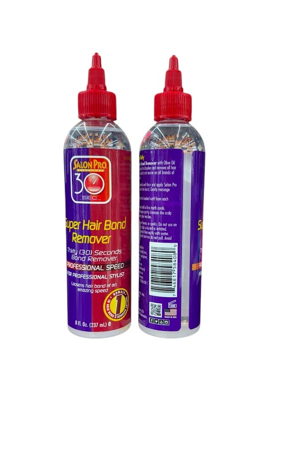 NUMBER ONE- SALON PRO 30 SEC SUPER HAIR BOND Speed REMOVER OIL 2pk 8oz (237 Ml)