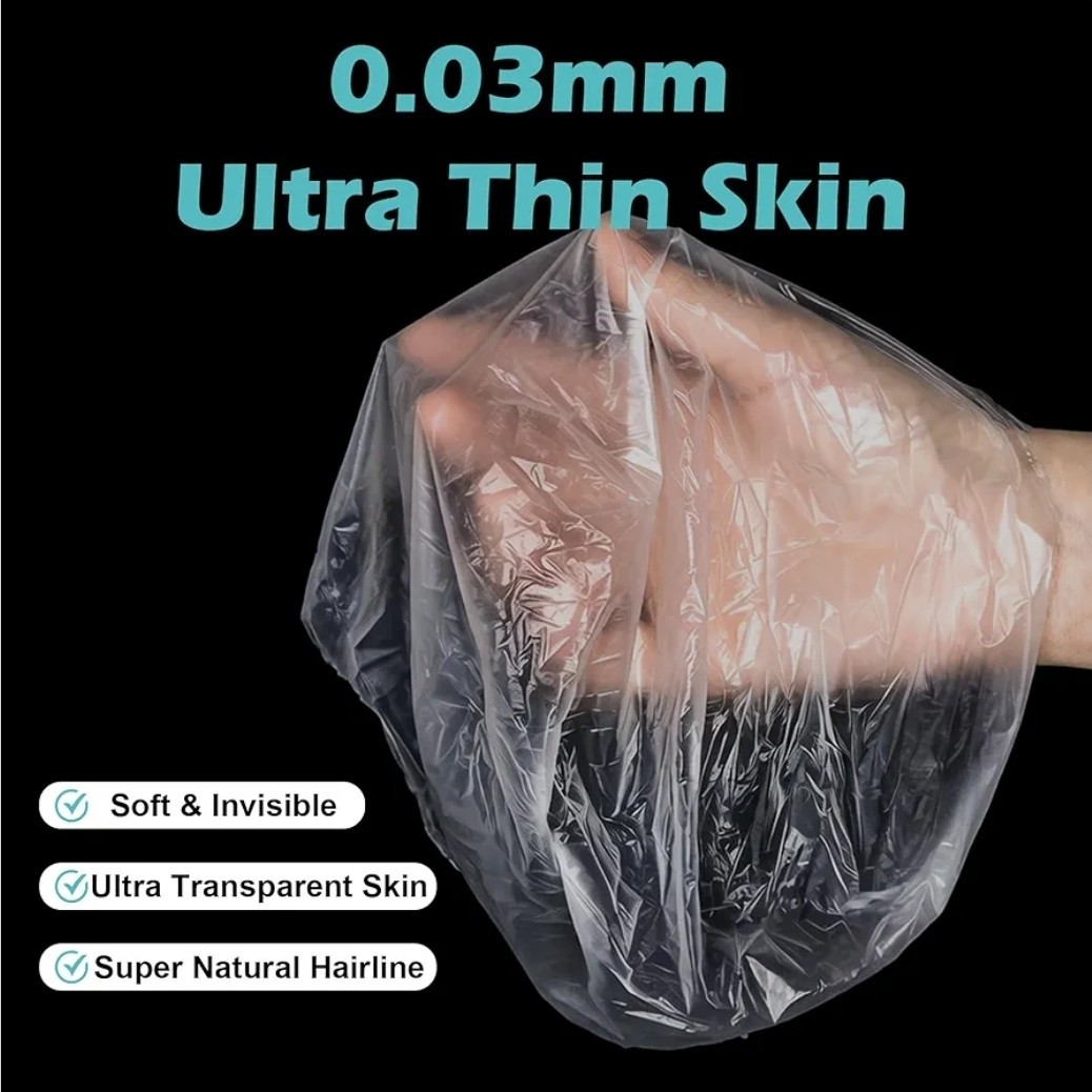 Mens Toupee 0.03mm Ultra Thin PU Skin Real Human Hair Replacement V-loop 8×10 1B