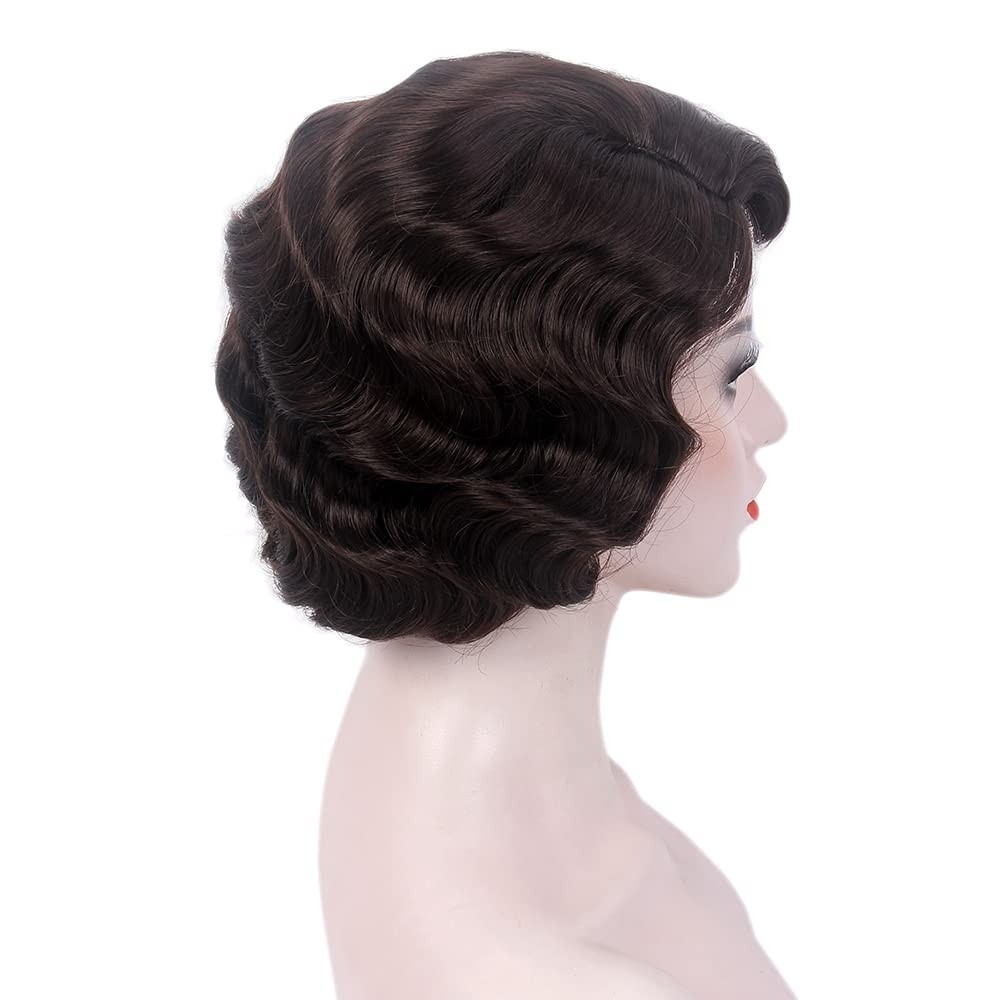 R Reewes Fashion Hair Reewes Long 1920S Wig Finger Wave Wig Curly Short Wig