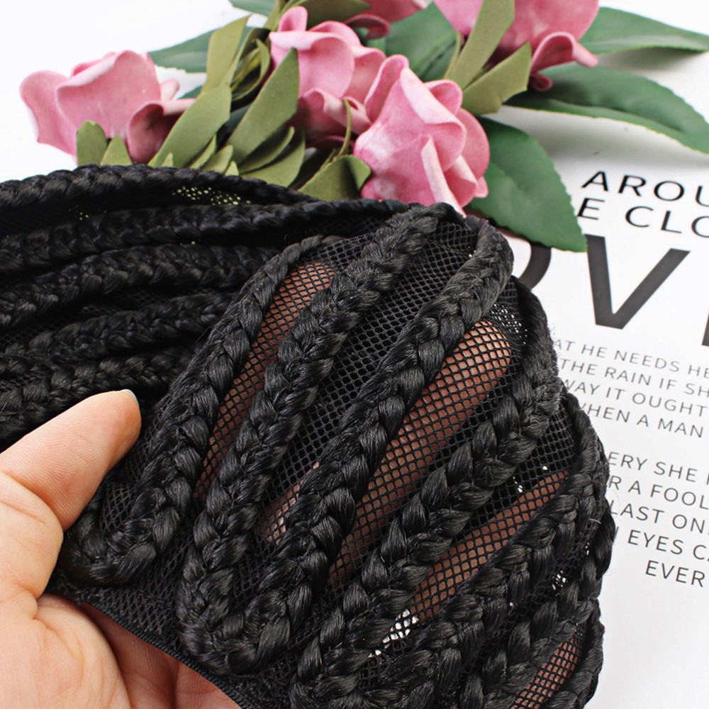 2Pcs Durable Black Wig Caps for Women with Side Combs Soft Comfortable Wear