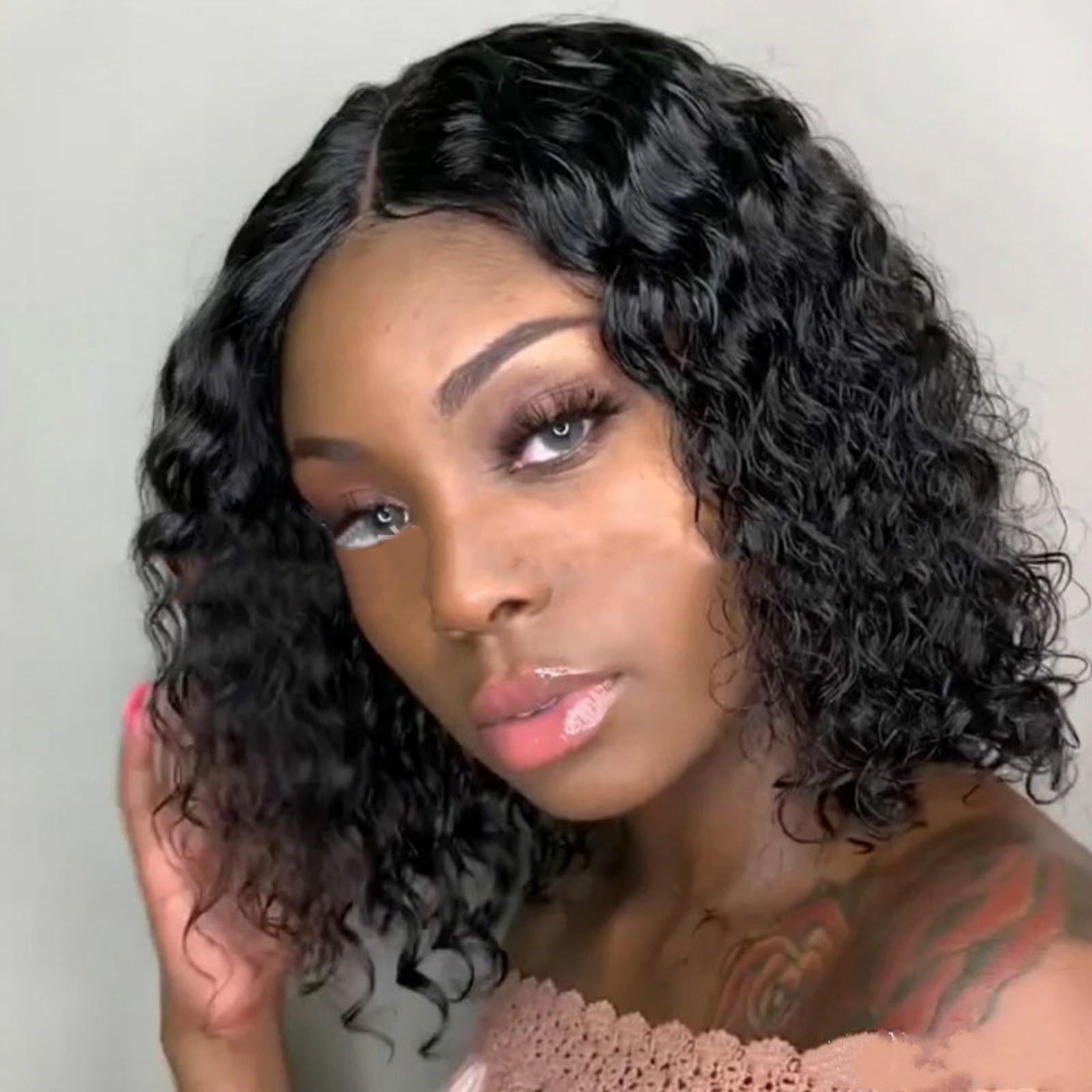 Heat-Resistant Synthetic Short Kinky Curly Hair Wigs For Women Natural Part M