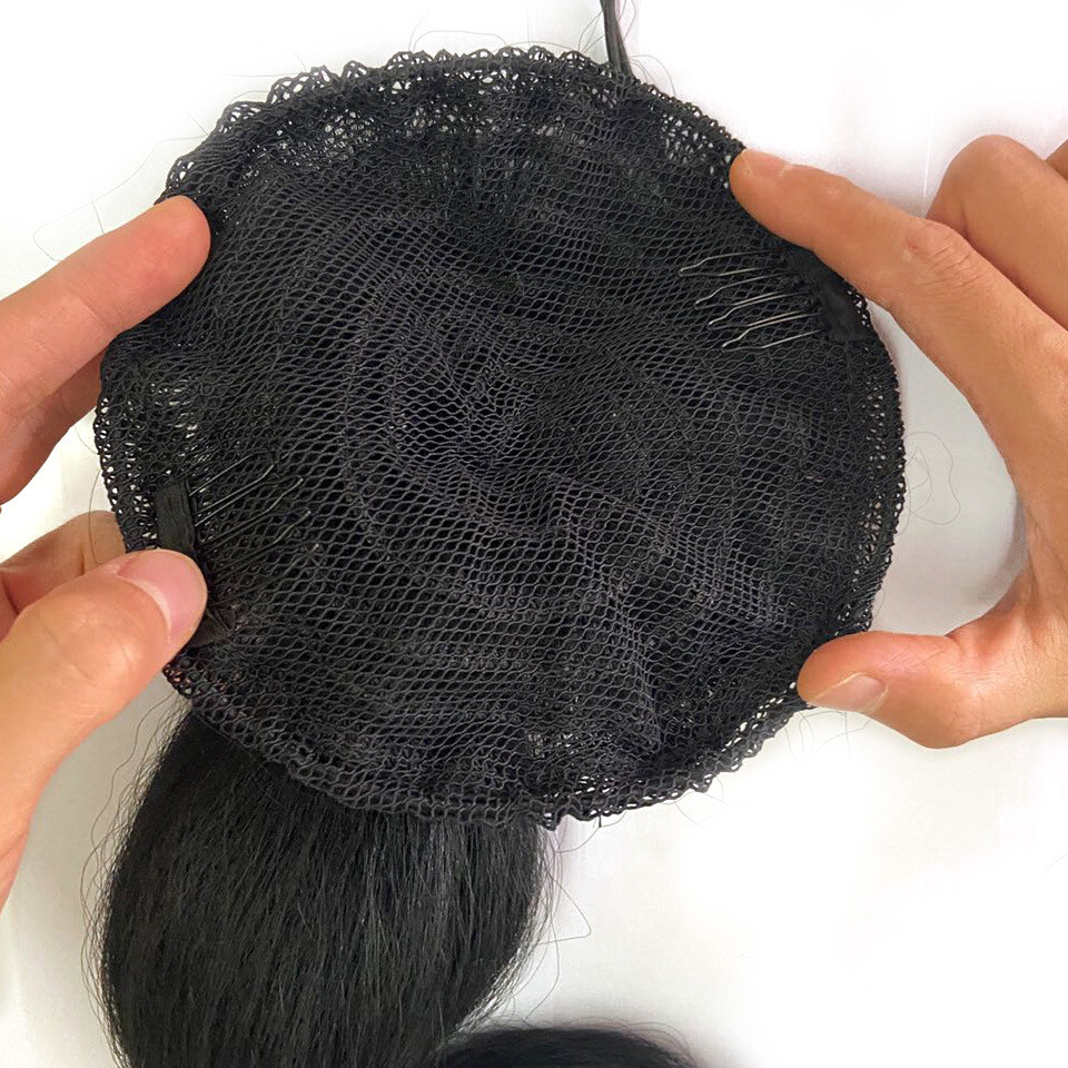 Drawstring Afro Puff Kinky Straight Bubble Ponytail Wig Synthetic Ponytail Black