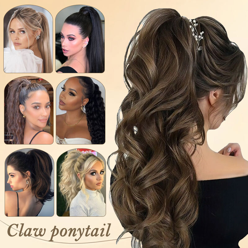 Real Thick Clip In Pony Tail Hair Extensions Claw Clip On Ponytail As Human US