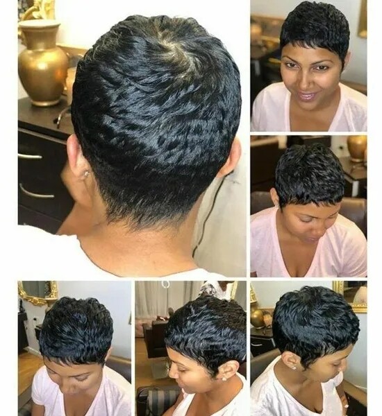 Short Pixie Cut Wigs Human Hair Wigs Layered Black Pixie Wigs
