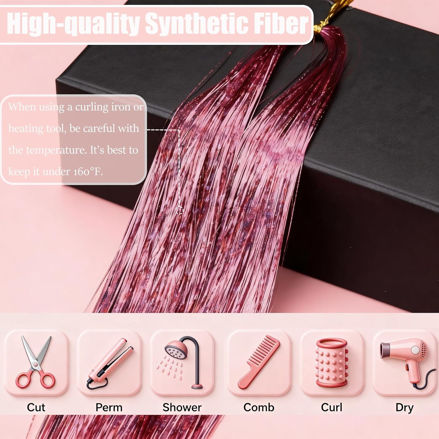 30-Color Hair Tinsel Kit with 48-Inch Sparkling Glitter Extensions for All Oc…