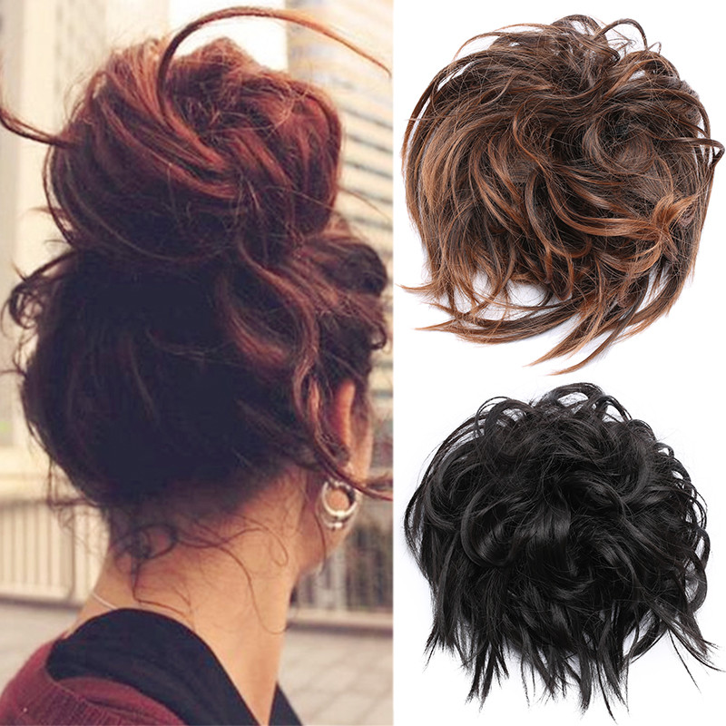 NEW ARRIVALS!! 7″ Long Messy Curly Bun Real As Human Hair Extensions Ombre Pc US