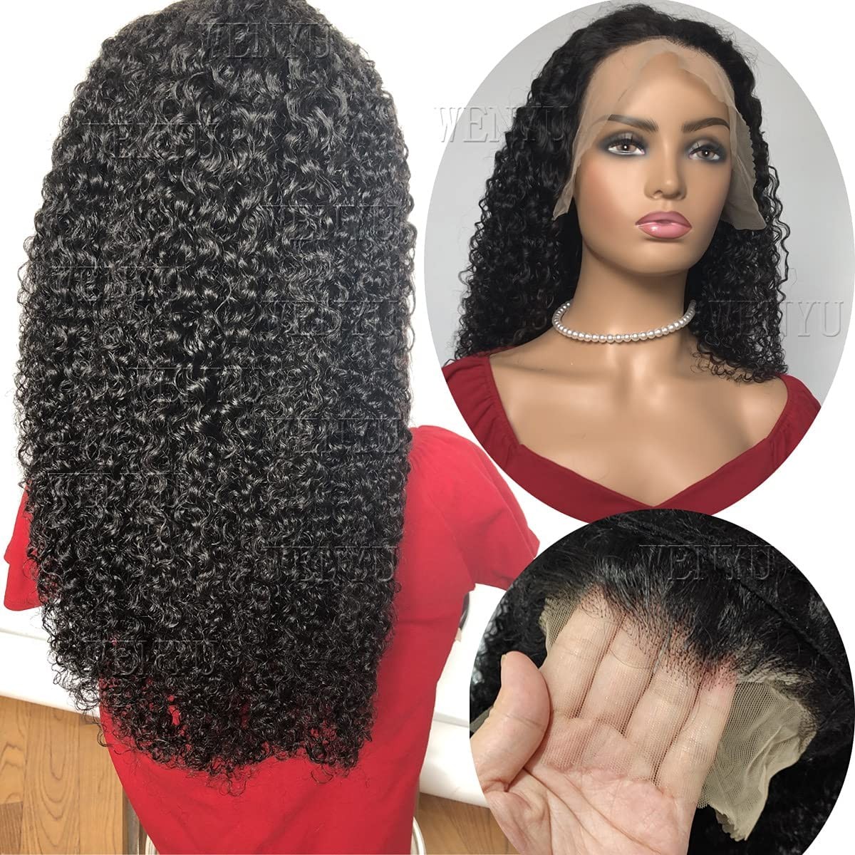 Wenyu 26 Inch Lace Front Wigs Human Hair Curly 13X4 Lace Frontal Human Hair