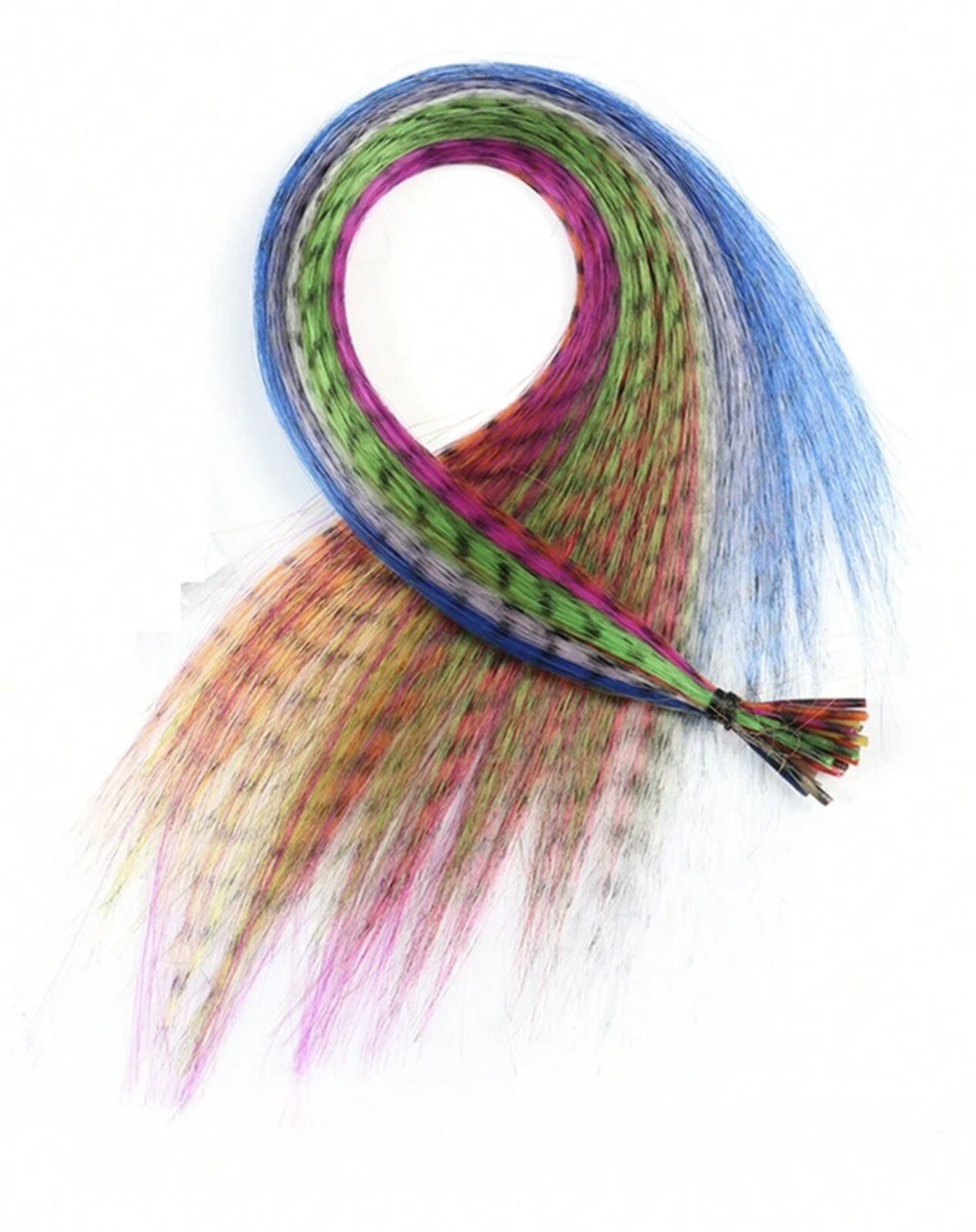 Colored Strands For Hair Feather Extension 20 Pieces Tip Synthetic Hairpiece