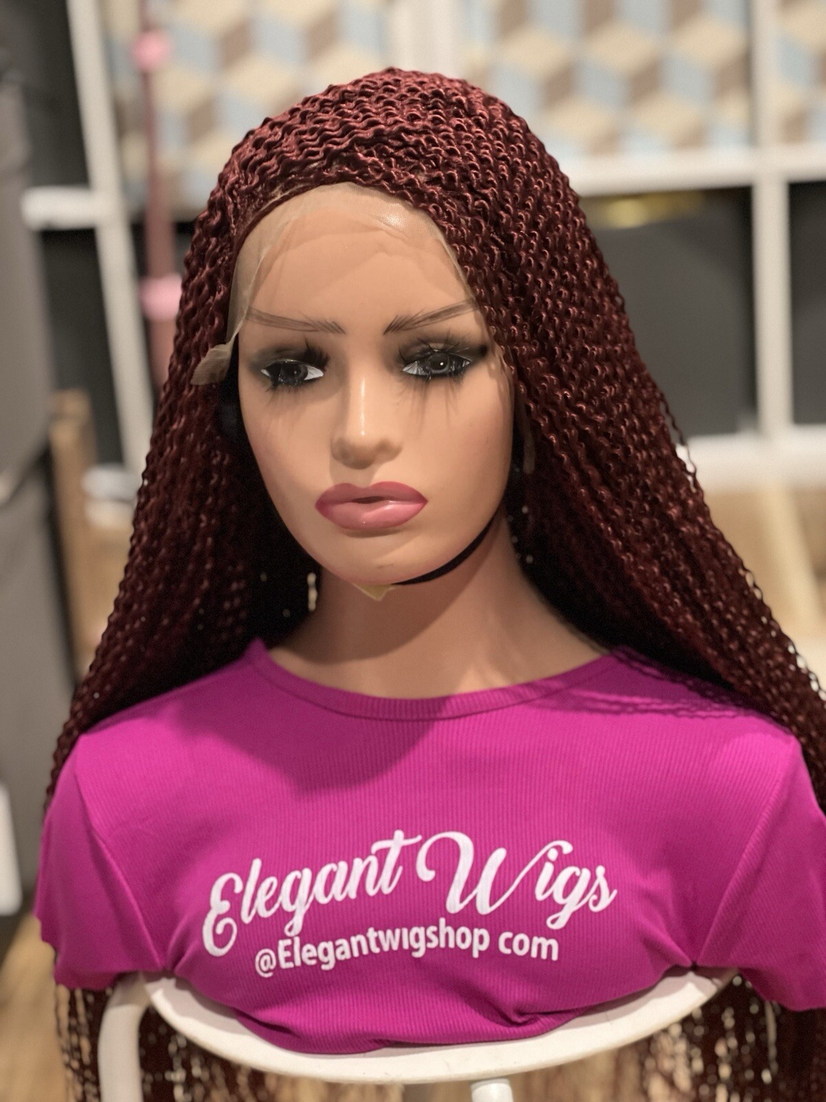 Braided Wig.burgundy Watermelon Wig. Length Is 24 Inches Long