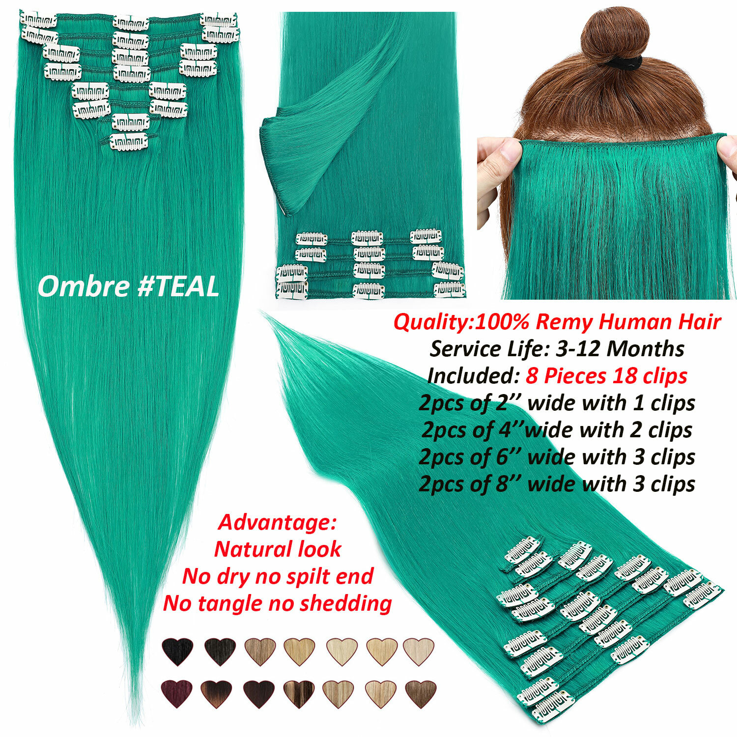 Balayage Clip In Human Hair Extensions 100%Real Remy Hair Full Head US CLEARANCE