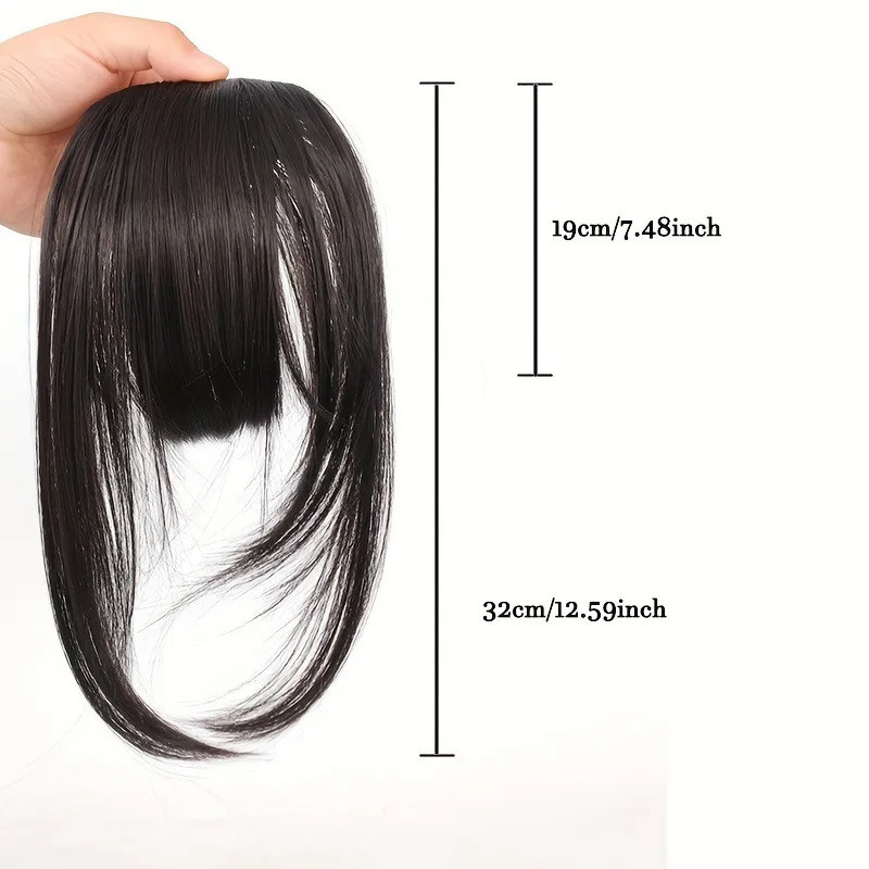 Synthetic Hair Clip-In Bangs Wispy Fringe with Sideburns Dark Brown Natural Look