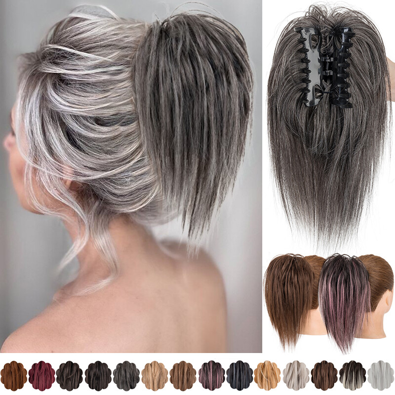 12in Short Ponytail Messy Bun Updo Claw Pony Tail Clip In Hair Extensions Thick