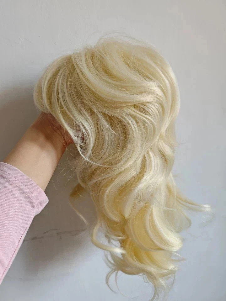 Short Blonde Wig Curly Wave Bob Wig With Bangs For Women Synthetic Nat