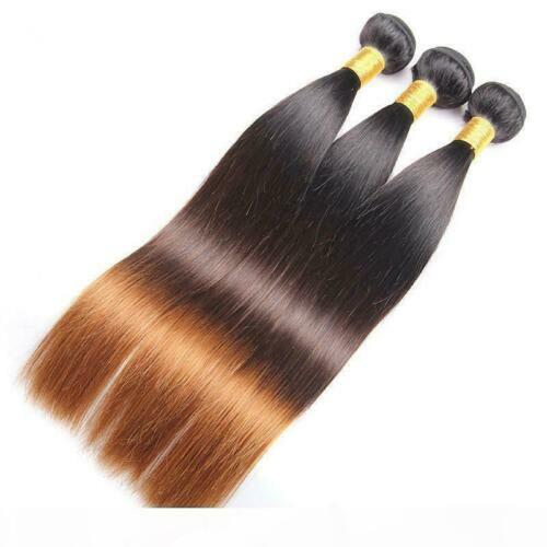 12A 16+18+20 BRAZILIAN VIRGIN HUMAN HAIR STRAIGHT 1B/4/30 3TONES ROOT OMBRE 300g