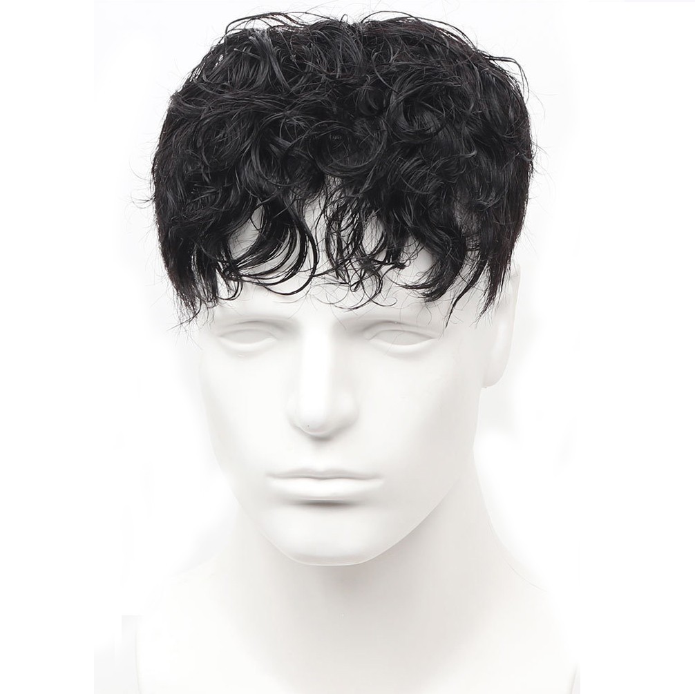 Natural Curly Hair Topper Human Hair Clip in Wiglet Hair Pieces Toupee For Men