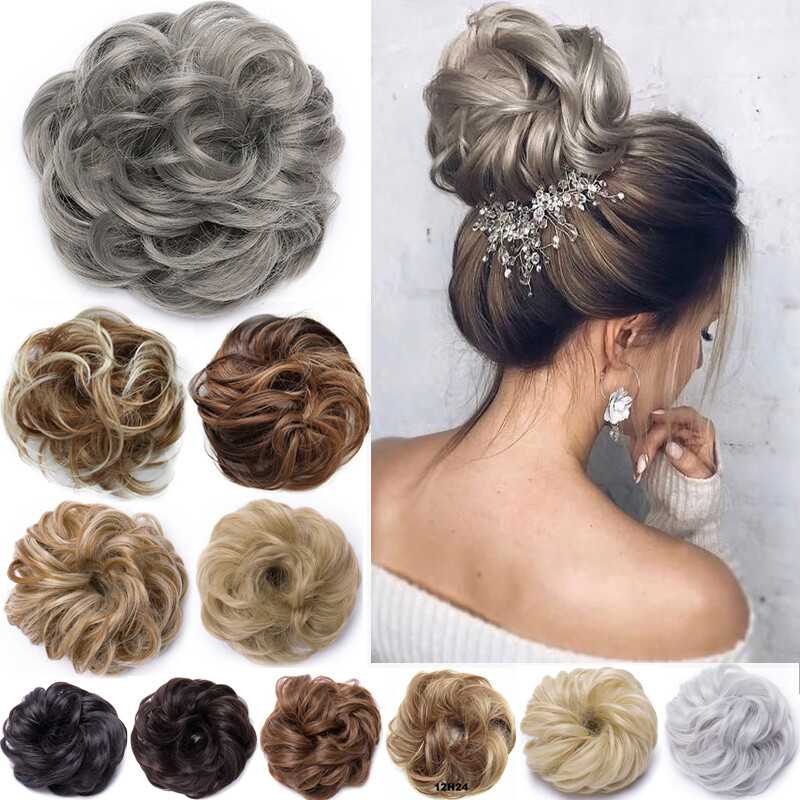 MEGA THICK Curly Chignon Messy Bun Updo Clip in Hair Extensions Rose Hair Piece