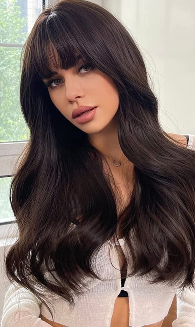 Fashion Wig 24 in long wavy dark brown *new*