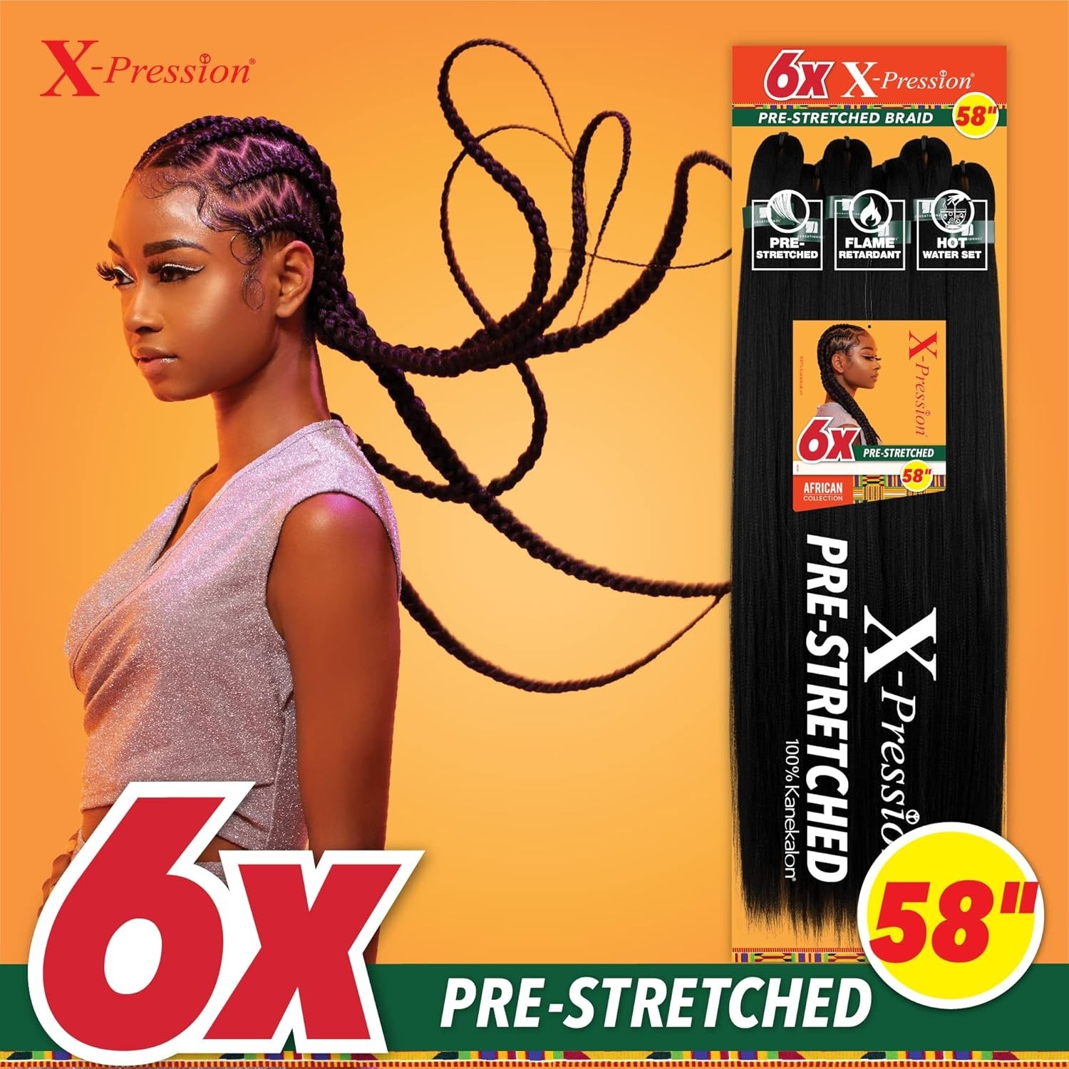 Versatile 58-inch Kanekalon Braid – Flame Retardant for Safe Braiding Styles