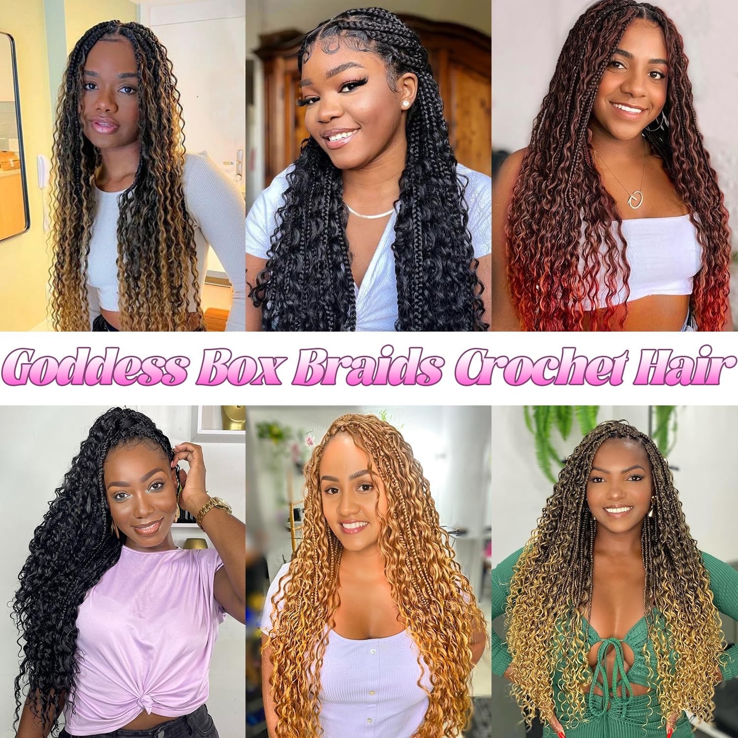 Goddess Boho Box Braids Crochet Hair-8 Packs 24 Inch Crochet Box Braids for B…