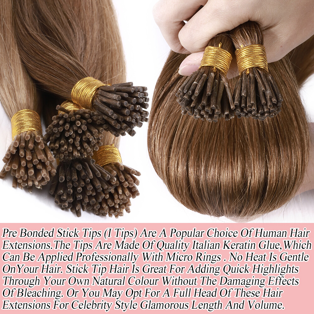Highlight Balayage Thick Bonds Micro Ring Stick I Tip Remy Human Hair Extensions