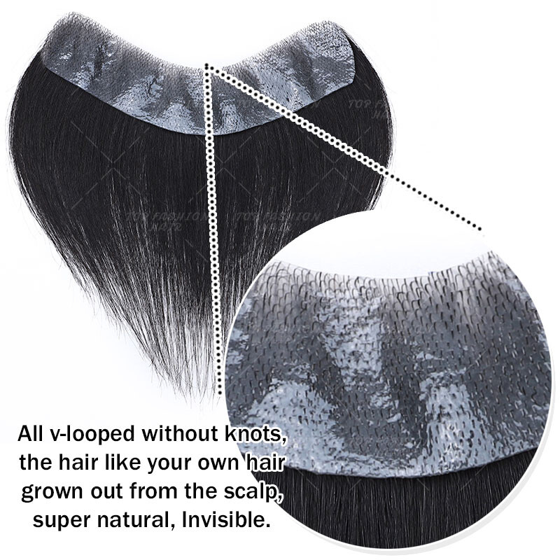 FULL Poly PU LACE Mens Toupee Hairpiece Remy Human Hair Wig Replacement System