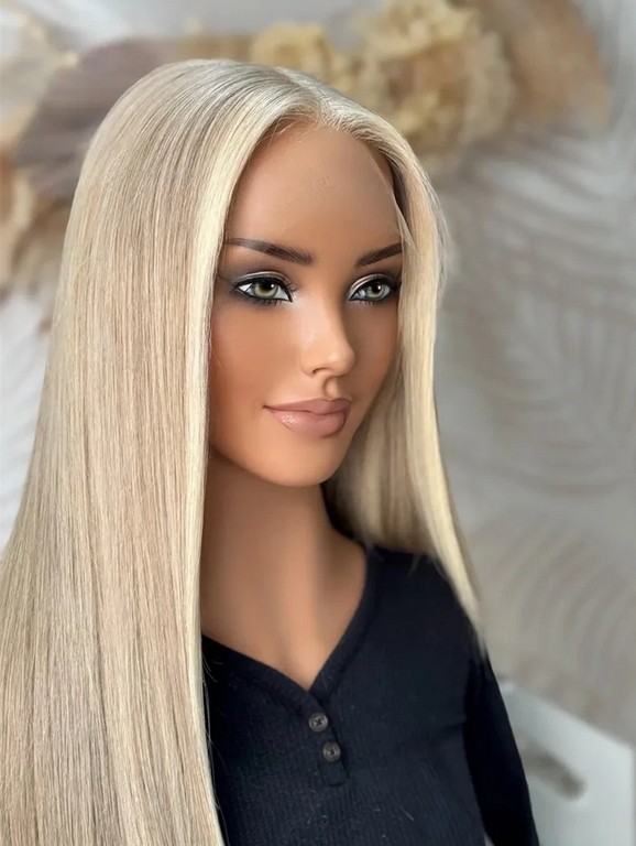 Ombre Platinum Blonde Wig 100% Human Hair 13×4 Lace Front Wig for Women