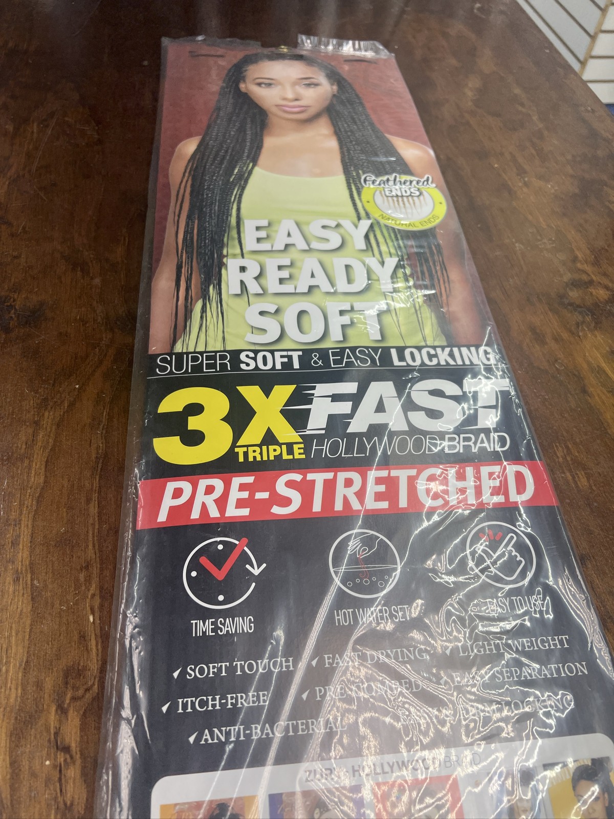 3X Hollywood Braid Pre-Stretched Green Yellow Ombre Braiding Hair