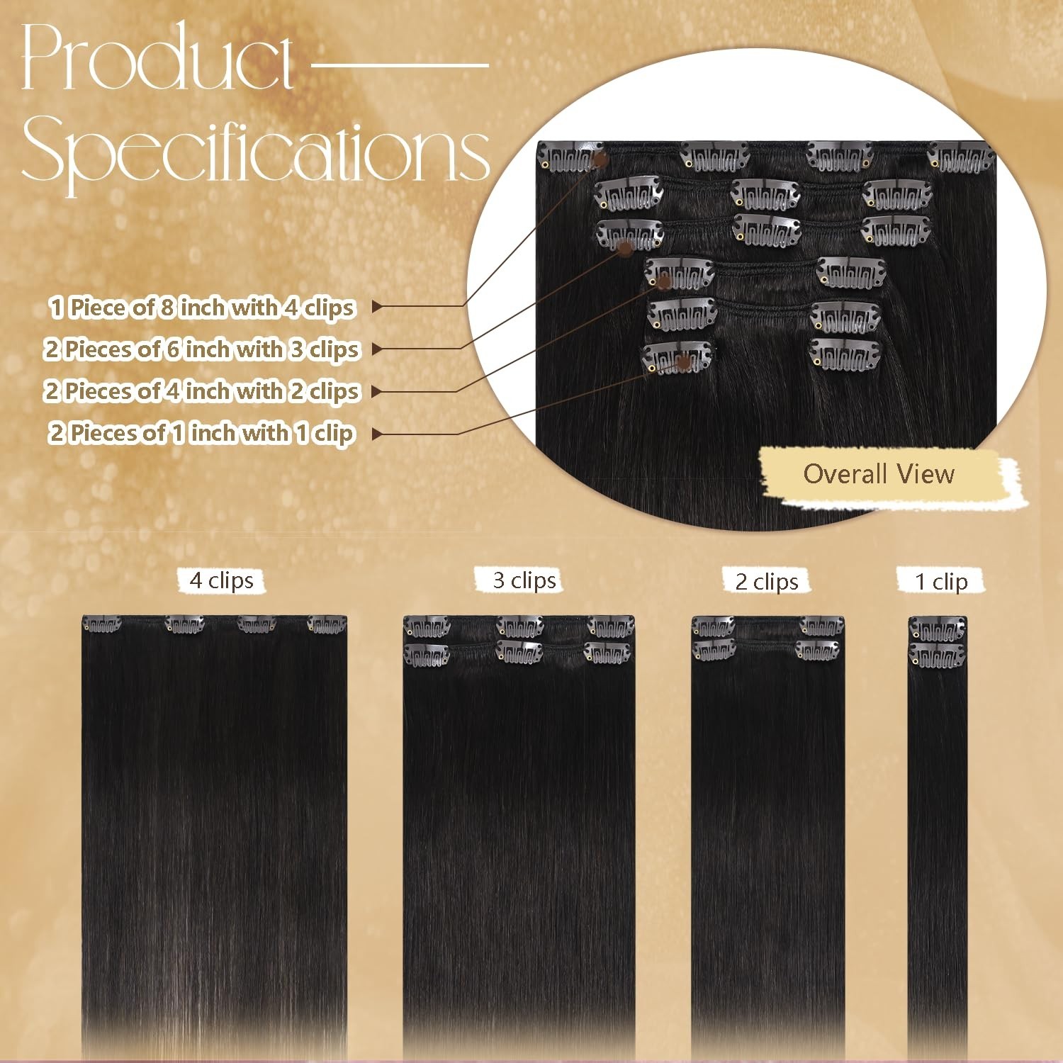 7pcs #2 Dark Brown Silky Clip in Remy Real Human Hair Extensions 15 Inches 75g