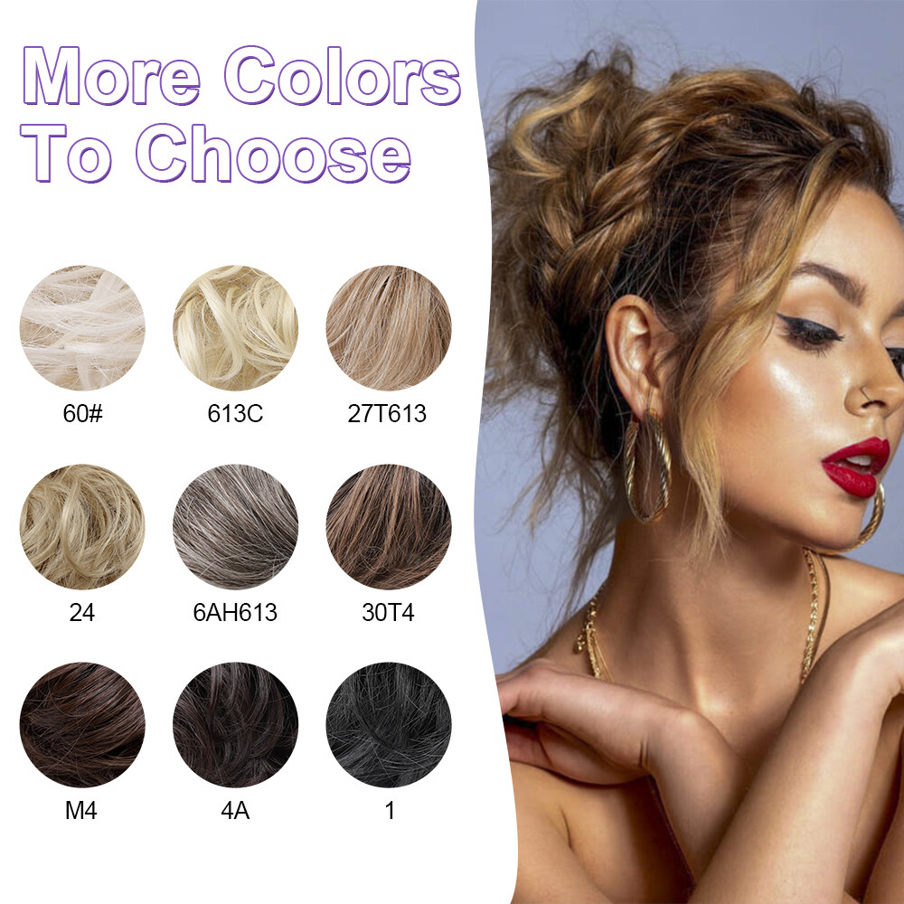 Curly Messy Bun Hair Piece Scrunchie Updo Cover Hair Extensions Natural As Human
