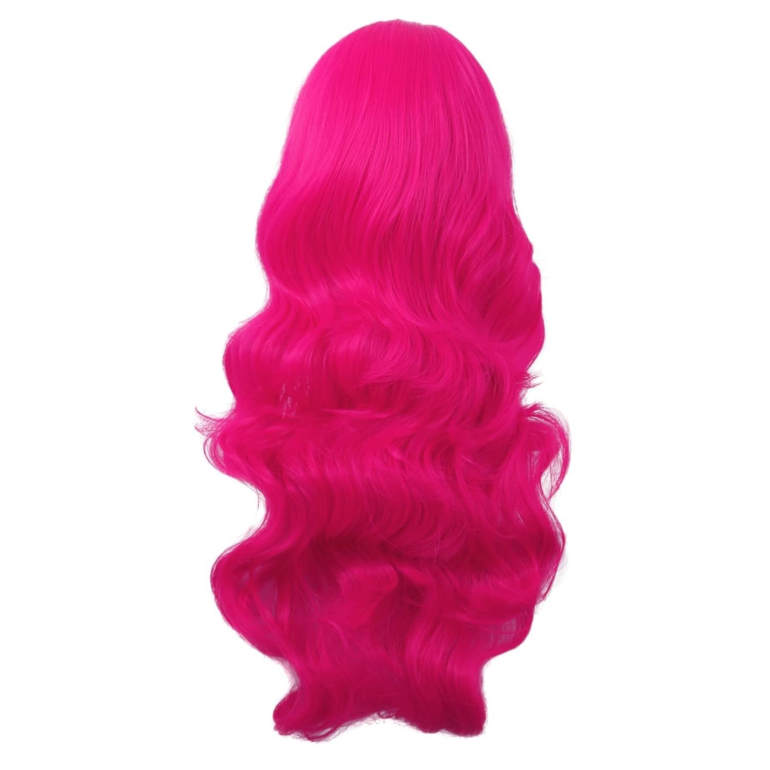 Elegant 28 Inch Hot Pink Curly Wig – Stylish Side Bangs for Bold Hairstyles