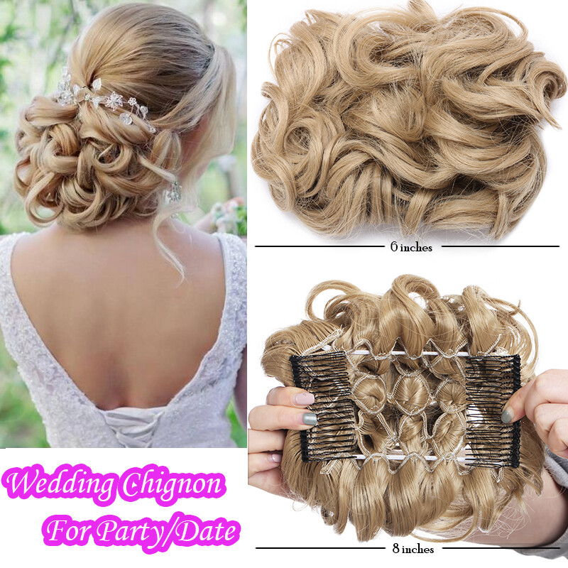 Messy Rose Bun Hair Piece Scrunchie Ponytail Combs Hair Extensions Updo Chignon